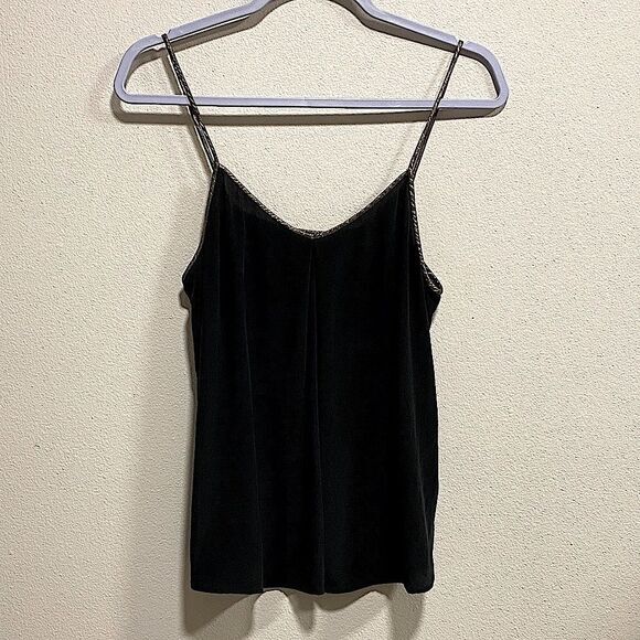 Joie Celimene Black Silk Metallic Trim Cami Top – Small - Picture 3 of 12